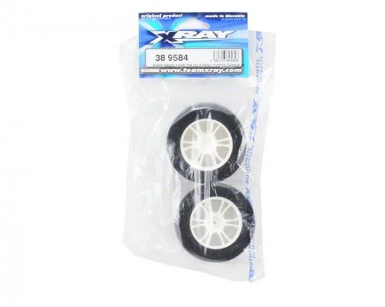 XRay M18Mt Front Foam Tire Mounted (42/47Deg) - Purple/Orange (2) — image 2 of 2