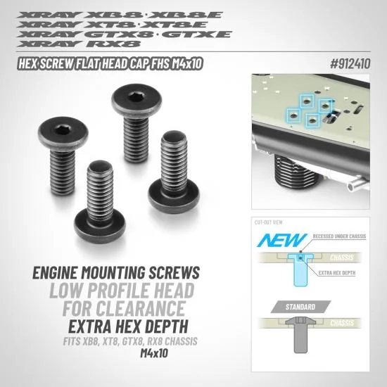 XRay Hex Screw Flat Head Cap Fhs M4X10 (4) — image 2 of 4