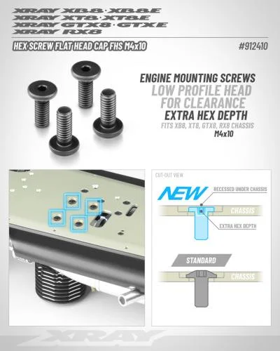 XRay Hex Screw Flat Head Cap Fhs M4X10 (4) — image 4 of 4