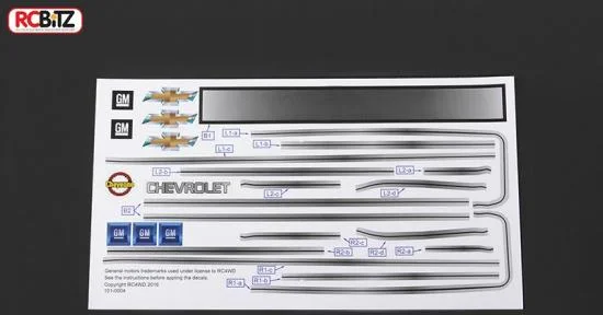 RC4WD Chevrolet Blazer Decal Sheet Set for Chevy Blazer Body — image 1 of 7