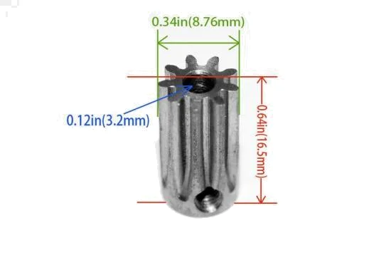 9 Tooth .8 Mod Hardened Steel Long Pinion Gear RC4WD — image 2 of 2