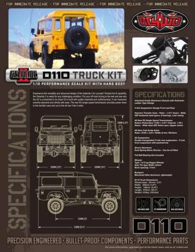 RC4WD Z-K0047 - RC4WD Gelande II D110 Truck Kit With Hard Body