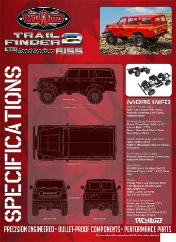 RC4WD Trail Finder 2 Truck Kit LWB W/ 1980 Toyota Land Cruiser FJ55 Lexan Body Set RC4WD — image 6 of 7