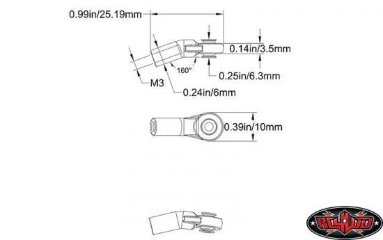RC4WD M3 Plastic Bent Rod Ends (20) &mdash; image 3 of 3