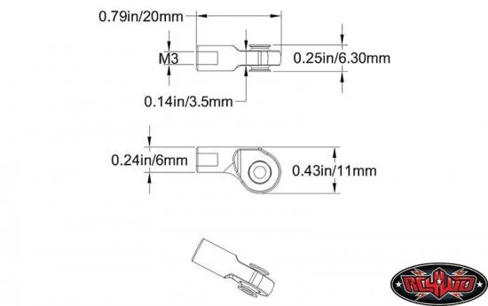 RC4WD M3 Offset Short Plastic Rod End (20x) — image 3 of 4