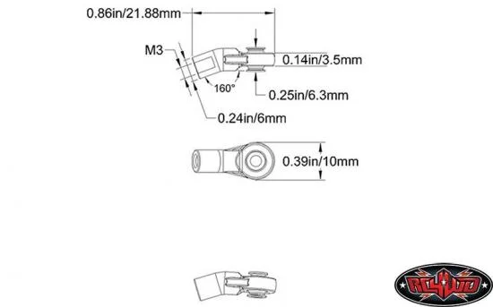RC4WD M3 Short Bent Plastic Rod End (20x) — image 3 of 5