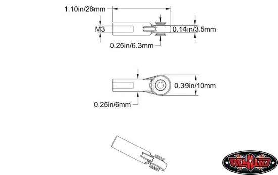 RC4WD M3 Long Straight Plastic Rod End (20x) &mdash; image 2 of 4