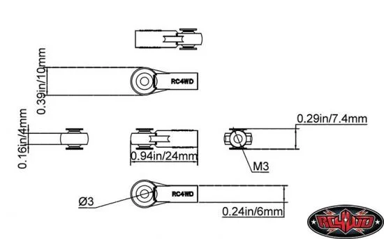 RC4WD M3 Medium Straight Plastic Rod Ends w/ Axial Width Metal Balls 20 RC4WD — image 4 of 5