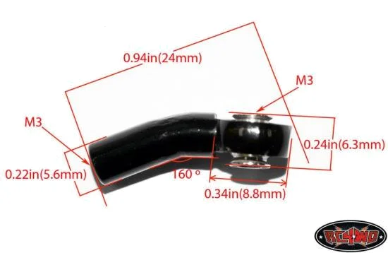 RC4WD Aluminium Black M3 Bend Rod End (10) &mdash; image 4 of 5