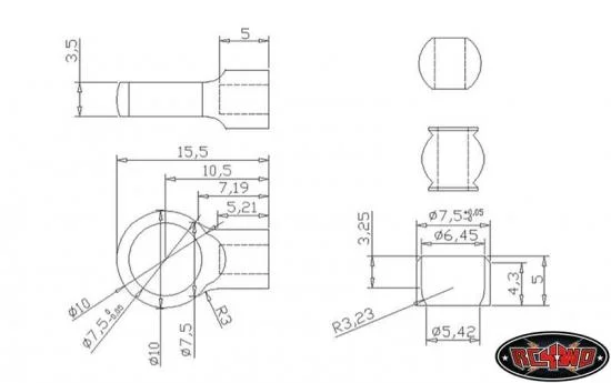 RC4WD Aluminium Mini M3 Rod End with Steel Ball (10) — image 2 of 4