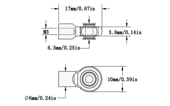 RC4WD M3 Short Straight Aluminium Rod Ends (Black) (10) — image 5 of 5