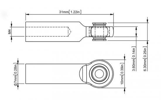 M3/M4 Long Straight Aluminium Rod Ends (Black) (10) — image 3 of 6