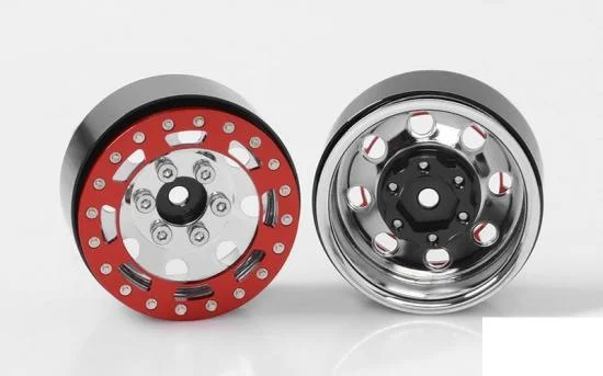 RC4WD TRO 1.7 Stamped Steel Beadlock Wheels (Red/Chrome) — image 1 of 13