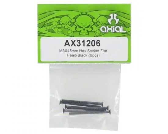 Axial M3x45mm Hex Socket Flat Head (Black) (6pcs) — image 2 of 3