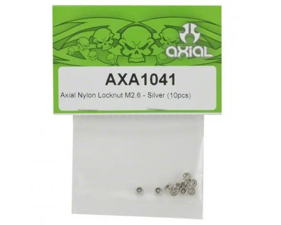Axial M2.5 Nylon Locking Hex Nut - Silver (10) &mdash; image 2 of 3