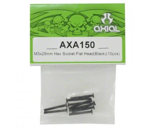 Axial M3x25mm Hex Socket Flat Head (Black) (10) — image 2 of 3