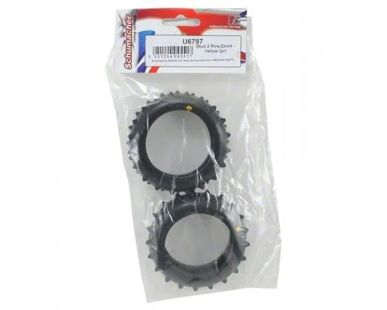 Schumacher Stud 2 Row - 2WD Front Buggy Tyres - Yellow - 1 Pair — image 3 of 4