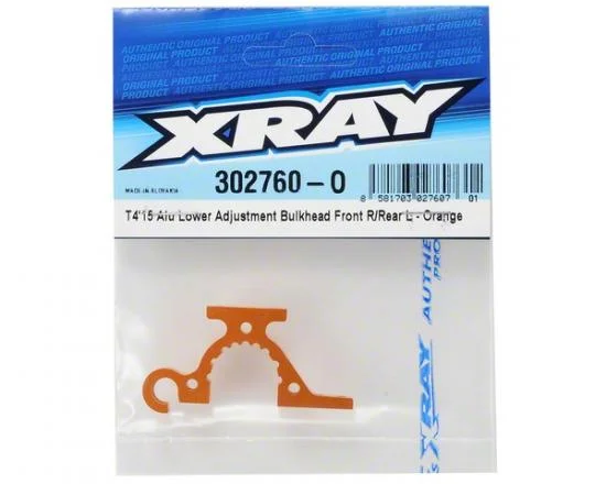 XRay T415 Aluminium Lower Adjustment Bulkhead - Front R / Rear L - Orange — image 3 of 3