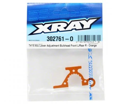 XRay T415 Aluminium Lower Adjustment Bulkhead - Front L / Rear R - Orange — image 3 of 3