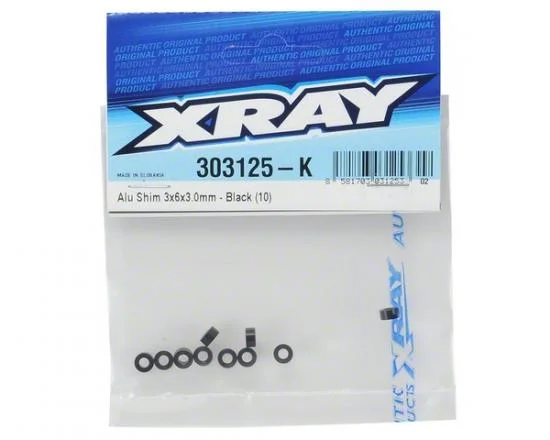 XRay Aluminium Shim 3X6X3.0mm - Black (10) &mdash; image 3 of 3