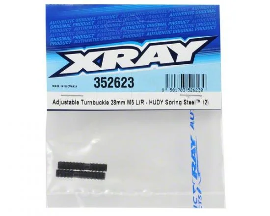 XRay Adj. Turnbuckle M5 L/R 28 mm - Hudy Spring Steel (2) — image 2 of 2