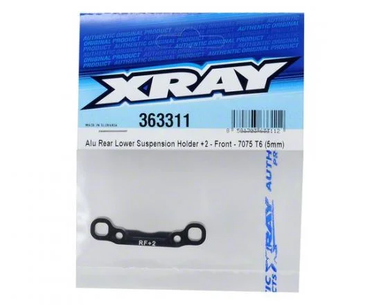 XRay Aluminium Rear Lower Susp. Holder +2 - Front - 7075 T6 (5mm) — image 3 of 5