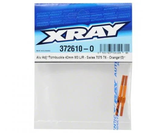 XRay Aluminium Adj. Turnbuckle M3X42 mm - Swiss 7075 T6 - Orange (2) — image 2 of 2