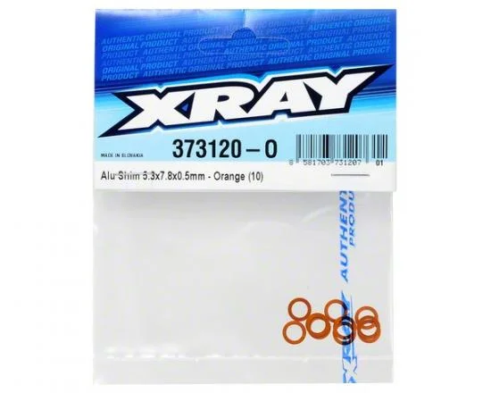 XRay Aluminium Shim 5.3X7.8X0.5mm - Orange (10) — image 2 of 2